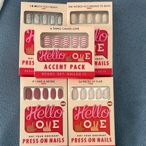 Press On Nails Set - Silver and Pink